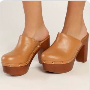 Bamboo Platform Heeled Clogs